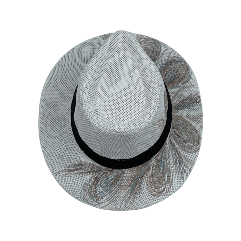 TFA - Χειροποίητο ψάθινο καπέλο Peacock – White