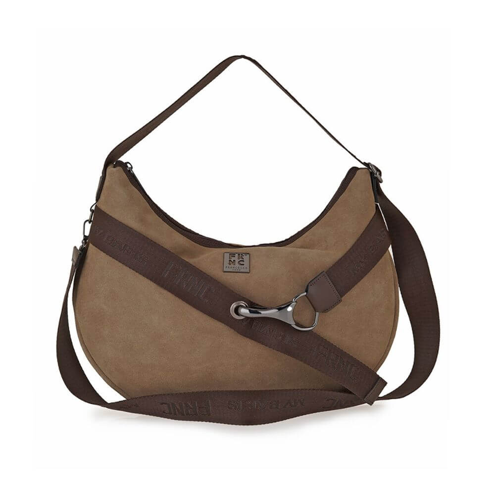 FRNC Γυναικεία Δερμάτινη Τσάντα Ώμου Καφέ 3701 CML
