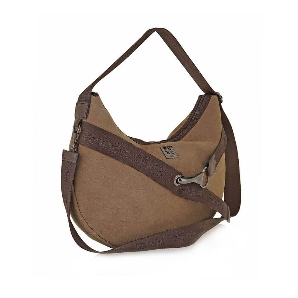 FRNC Γυναικεία Δερμάτινη Τσάντα Ώμου Καφέ 3701 CML