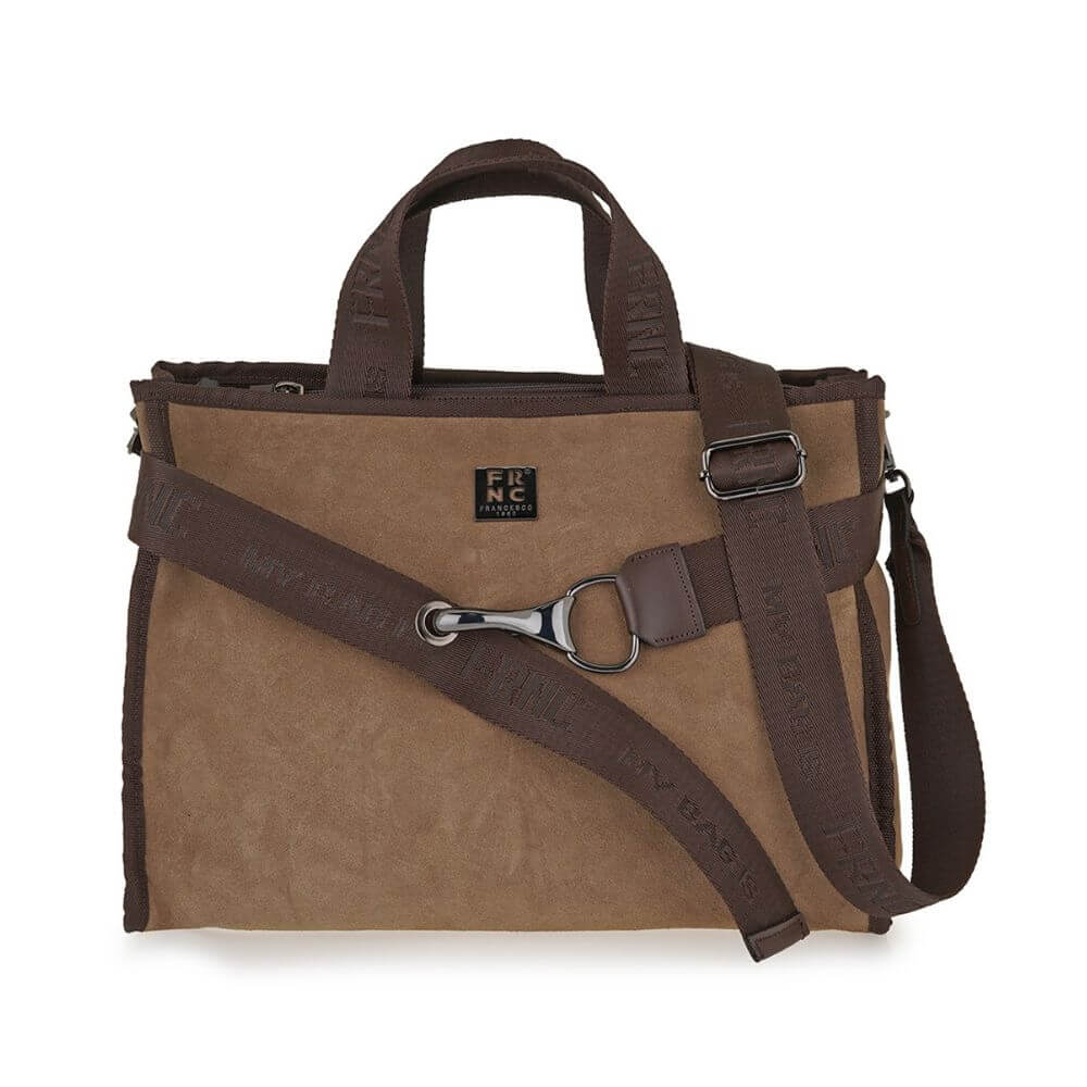 FRNC Γυναικεία Δερμάτινη Τσάντα Χειρός Καφέ 3703 CML