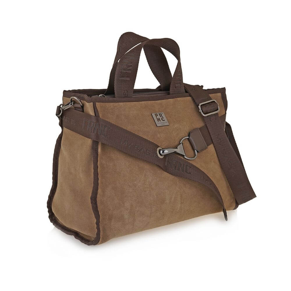 FRNC Γυναικεία Δερμάτινη Τσάντα Χειρός Καφέ 3703 CML