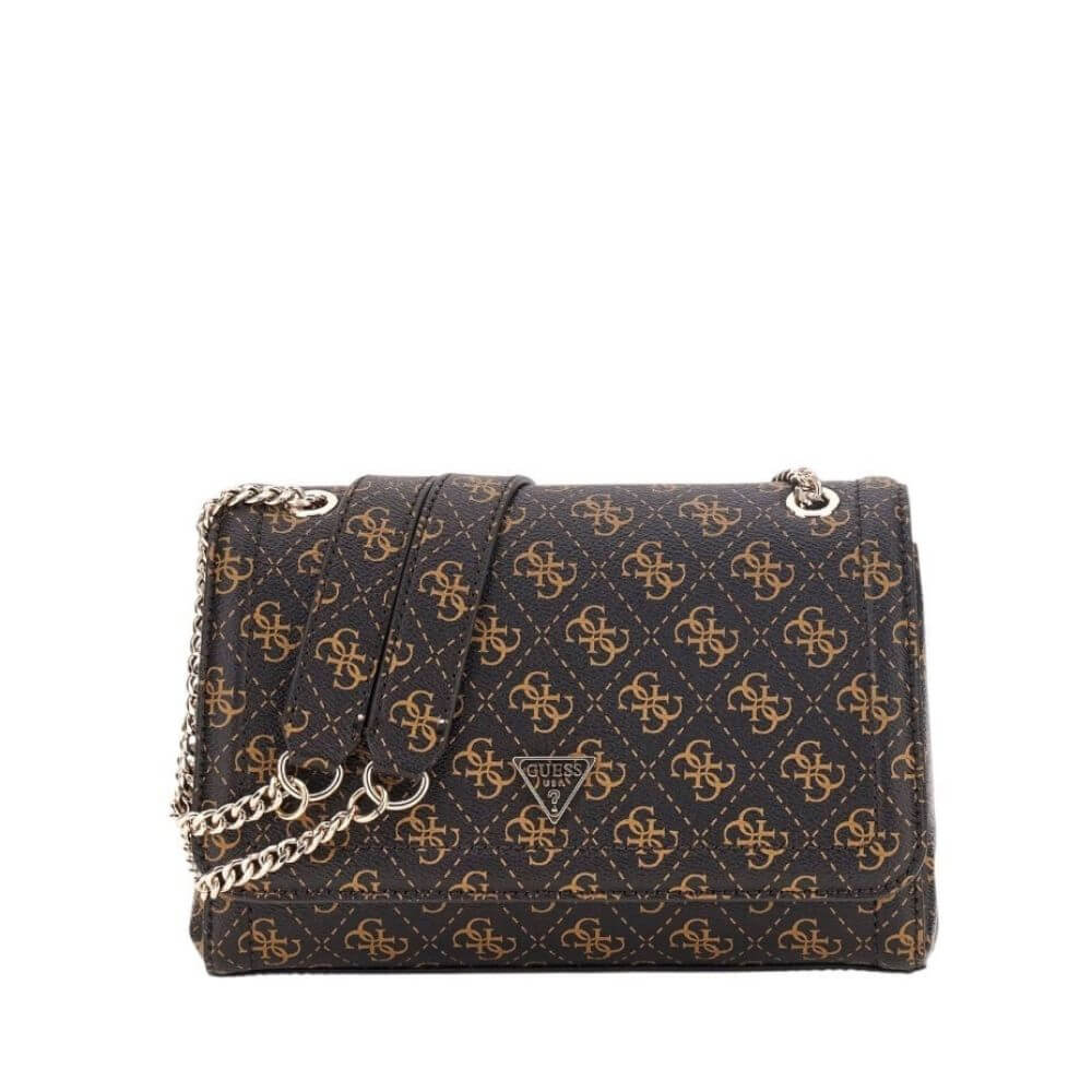 GUESS Noelle Γυναικεία Τσάντα Ώμου Καφέ HWQG9672210-BROWN LOGO