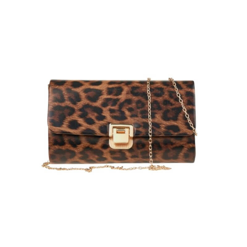 VERDE Γυναικεία Τσάντα Ώμου Καφέ Animal Print 01-0002022-BROWN