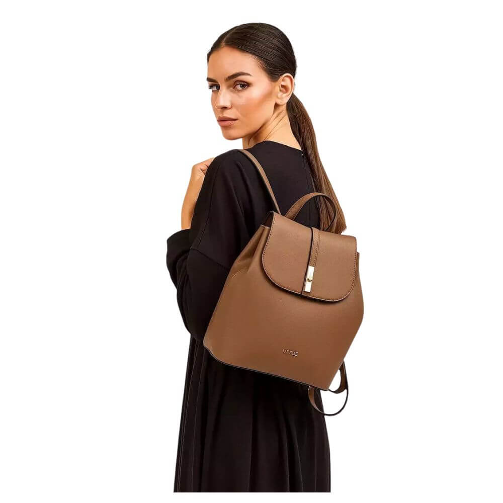 VERDE Γυναικεία Τσάντα Πλάτης Πούρο 16-0008107-TAUPE