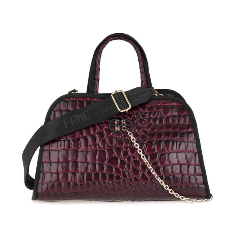 FRNC Γυναικεία Τσάντα Κροκό Χειρός Μπορντό 5903 BRD