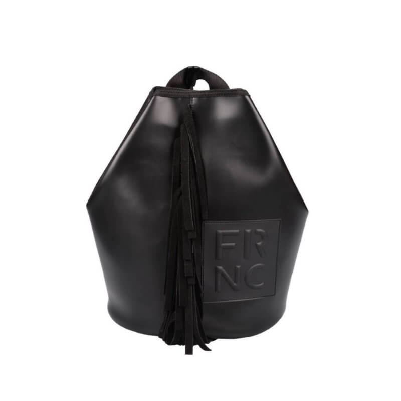 FRNC Γυναικείο Σακίδιο Πλάτης Με Δερμάτινα Κρόσια Μαύρο 6037 BLK