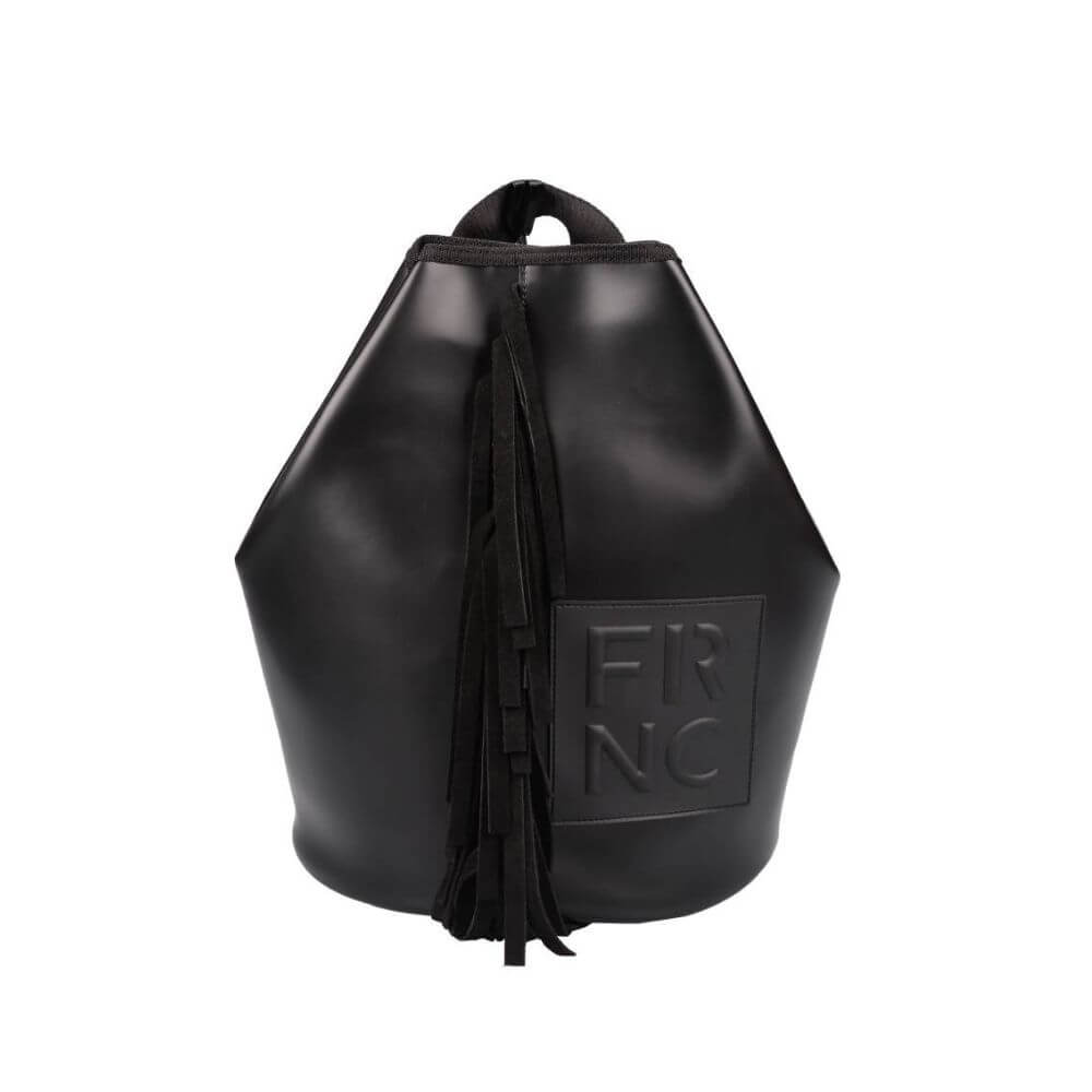FRNC Γυναικείο Σακίδιο Πλάτης Με Δερμάτινα Κρόσια Μαύρο 6037 BLK