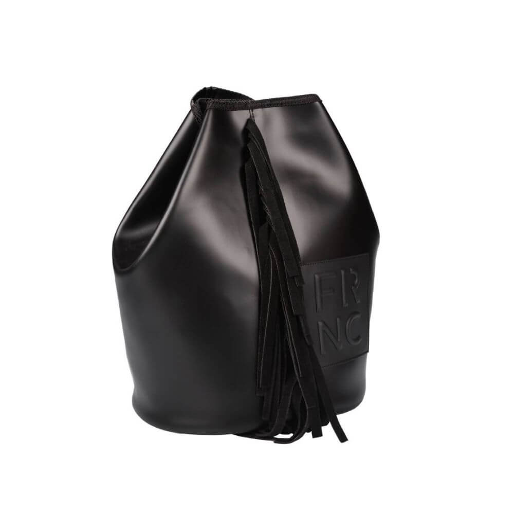 FRNC Γυναικείο Σακίδιο Πλάτης Με Δερμάτινα Κρόσια Μαύρο 6037 BLK