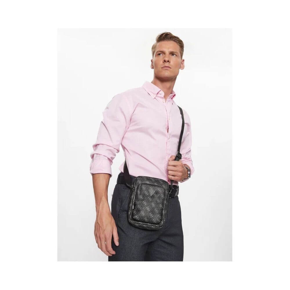 GUESS Vezzola Smart Ανδρικό Τσαντάκι Χιαστί DARK BLACK HMEVZLP3163-DAB