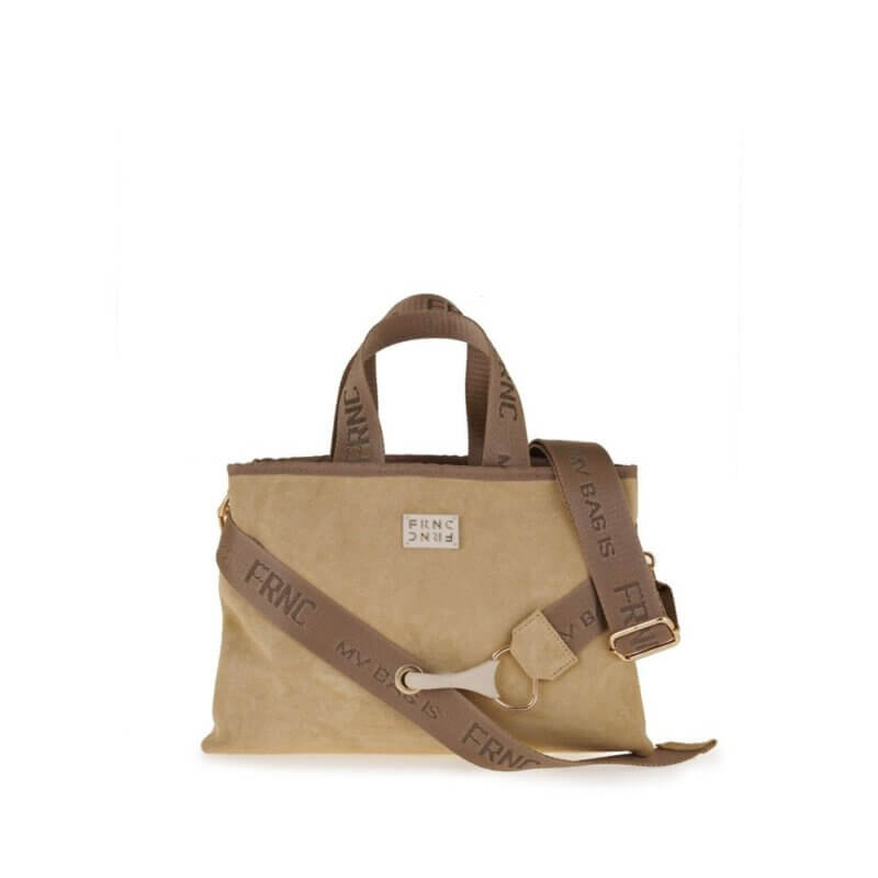 FRNC Γυναικεία Τσάντα Χειρός/Χιαστί Μπέζ Καστόρι 3725 OCR