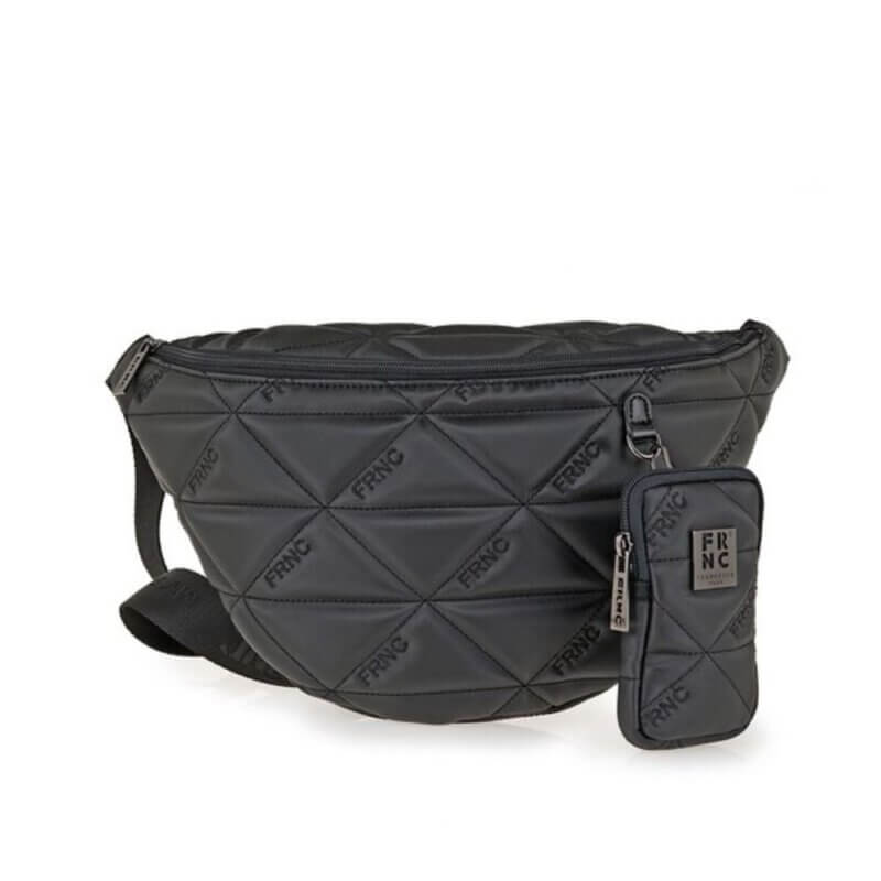 FRNC Γυναικεία Τσάντα Μέσης/Crossbody Μεγάλου Μεγέθους Μαύρη 4162 BLK