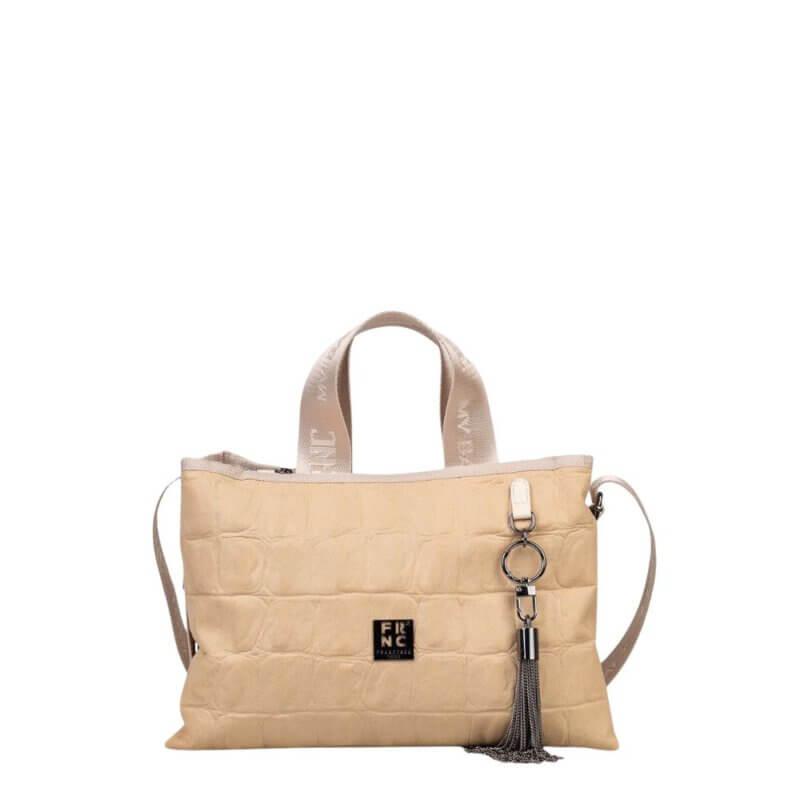 FRNC Γυναικεία Τσάντα Χειρός/Χιαστί Μπέζ 6136 BG
