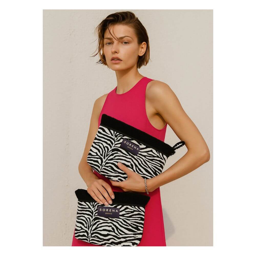 SORENA Samiopoula Zebra Clutch Γυναικεία Τσάντα Χειρός/Χιαστί