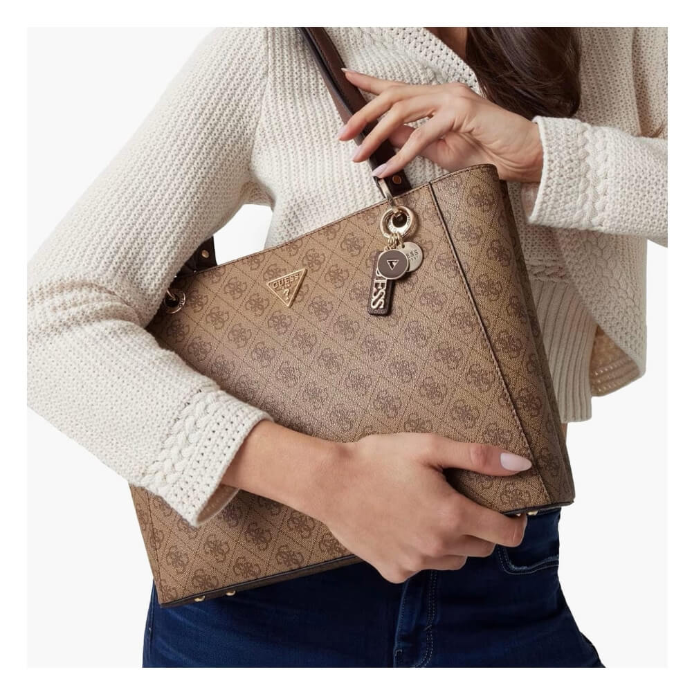 GUESS Noelle II Γυναικεία Τσάντα Ώμου Μπέζ HWBG9672250-Latte Logo