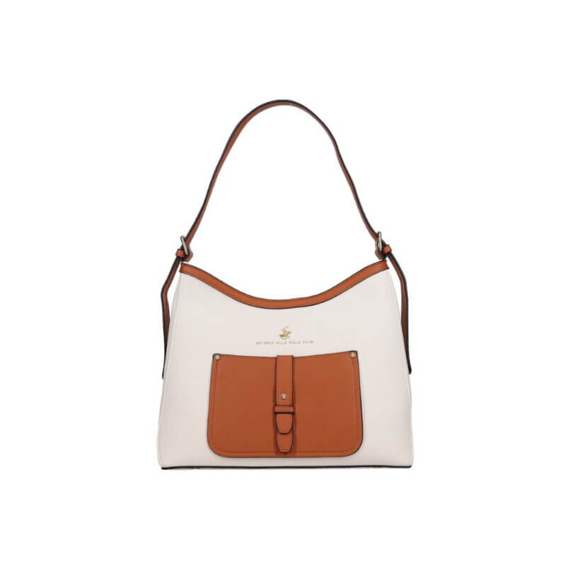 Beverly Hills Polo Club Γυναικεία Τσάντα Ώμου Λευκή BH-4541 BIANCO/CUOIO