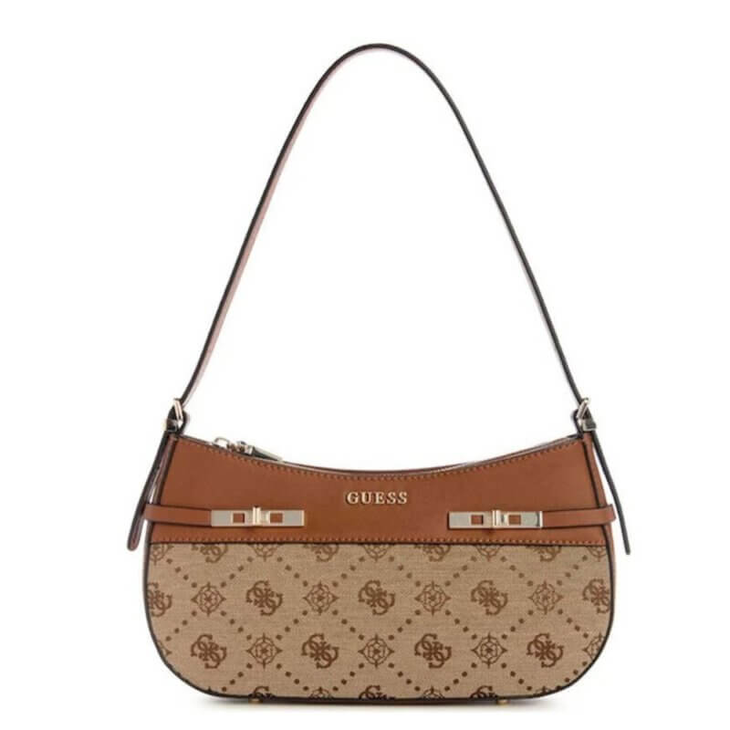 GUESS Melinda Logo Γυναικεία Τσάντα Ώμου Μπέζ HWJP9902170-Latte Logo