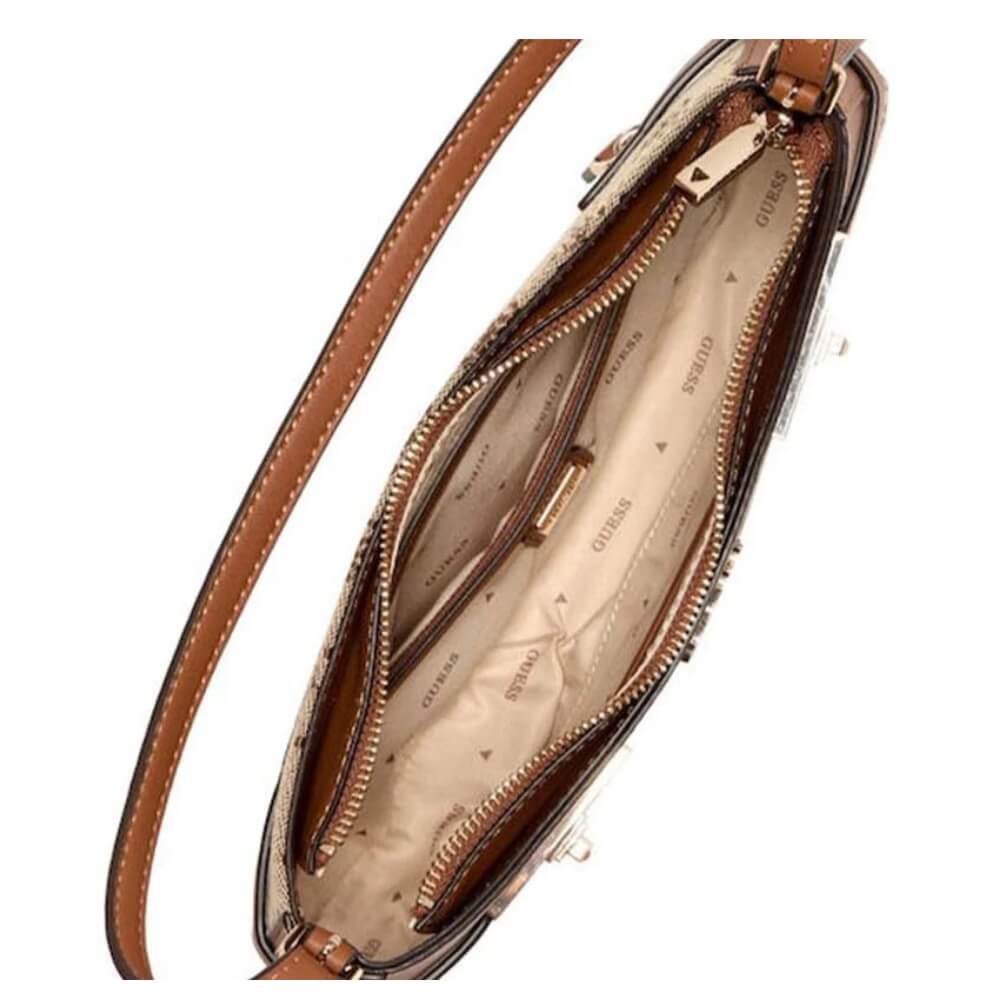 GUESS Melinda Logo Γυναικεία Τσάντα Ώμου Μπέζ HWJP9902170-Latte Logo