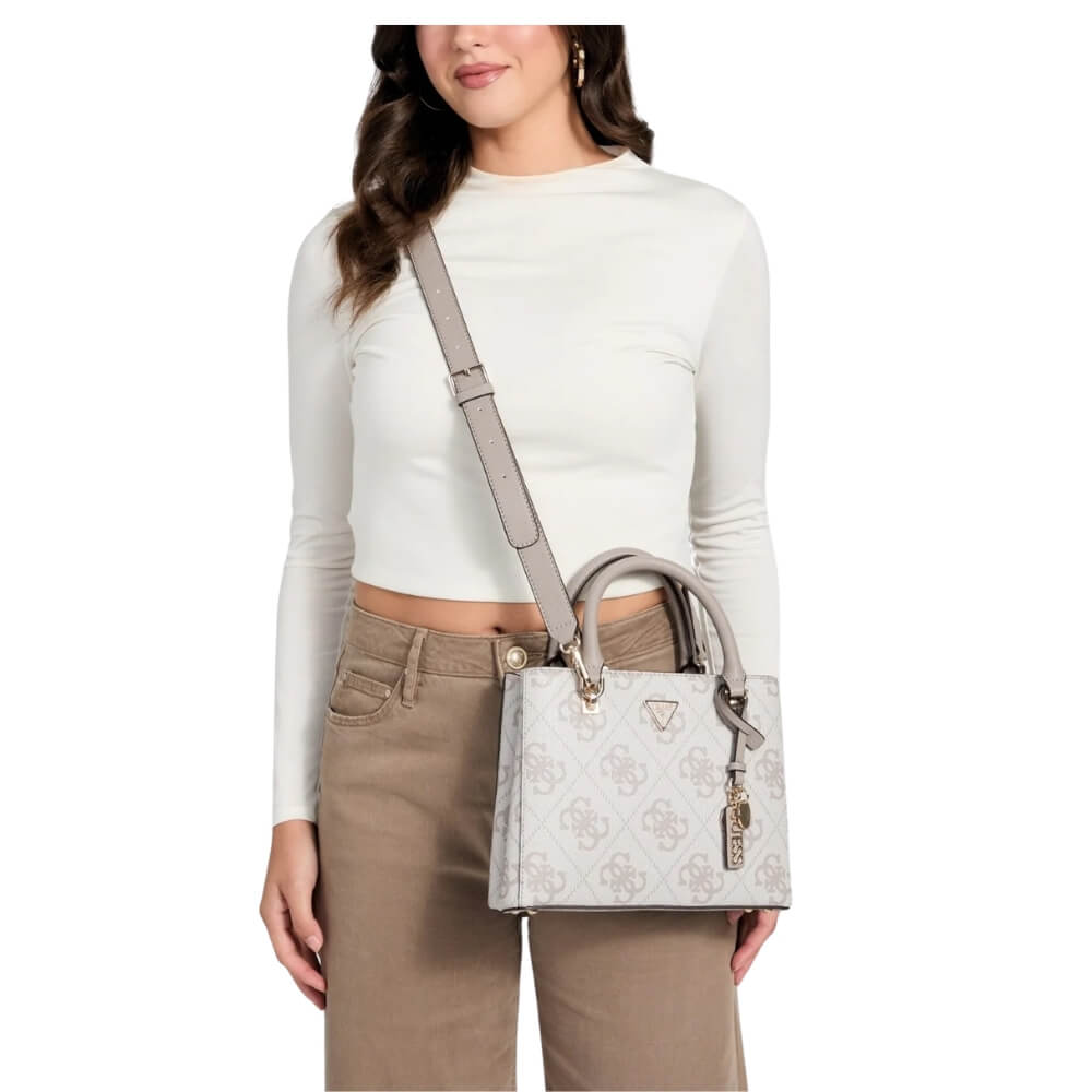 GUESS Noelle II Γυναικεία Τσάντα Χειρός/Χιαστί Γκρί HWSO9672050-DARK TAUPE LOGO