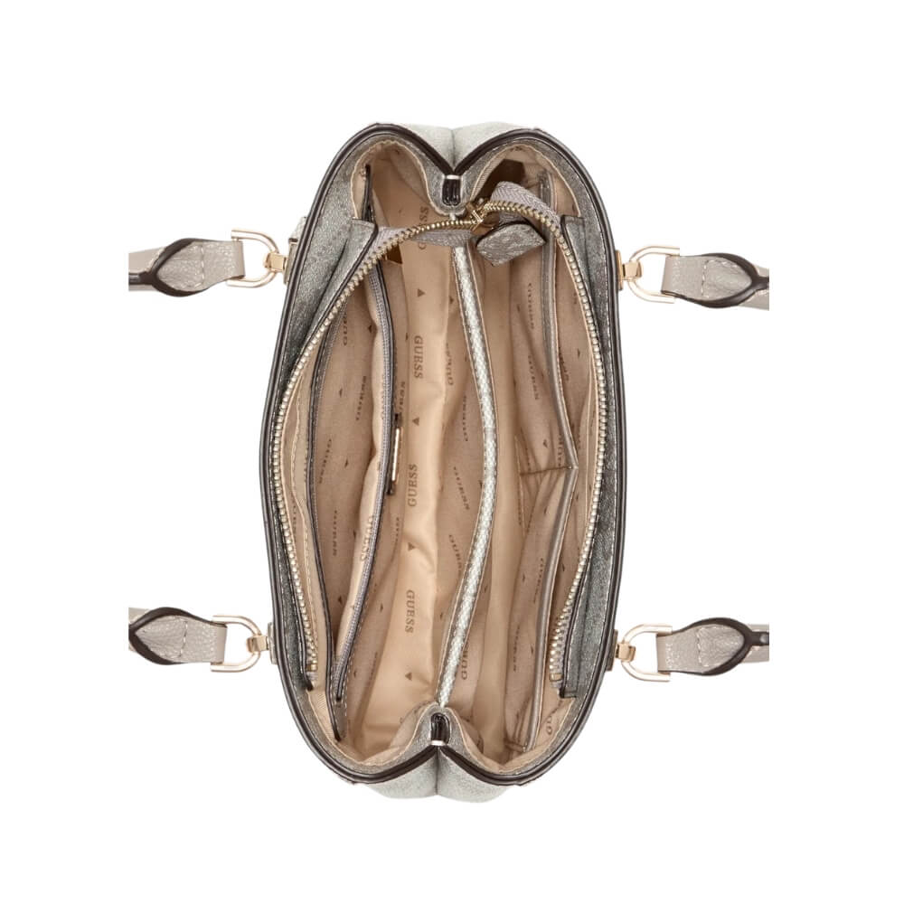 GUESS Noelle II Γυναικεία Τσάντα Χειρός/Χιαστί Γκρί HWSO9672050-DARK TAUPE LOGO