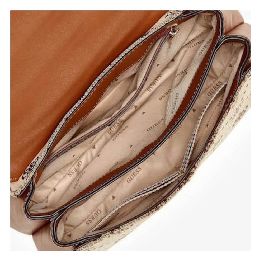 GUESS Melinda Logo Γυναικεία Τσάντα Χειρός/Χιαστί Μπέζ HWJP9902200-Latte Logo