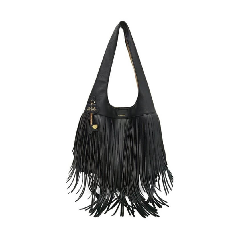 LE PANDORINE Fringe Shoulder Bag Γυναικεία Τσάντα Ώμου Μαύρη PS2610B01-C99 NERO