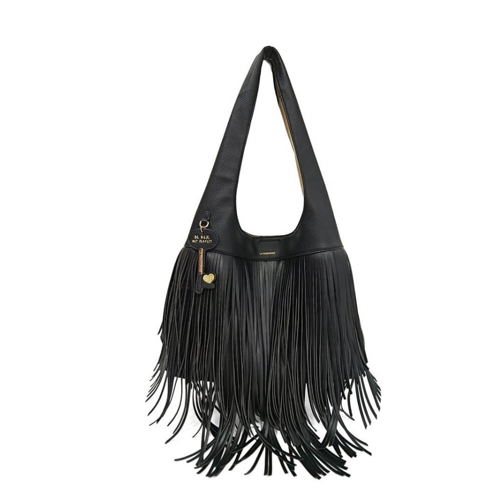 LE PANDORINE Fringe Shoulder Bag Γυναικεία Τσάντα Ώμου Μαύρη PS2610B01-C99 NERO
