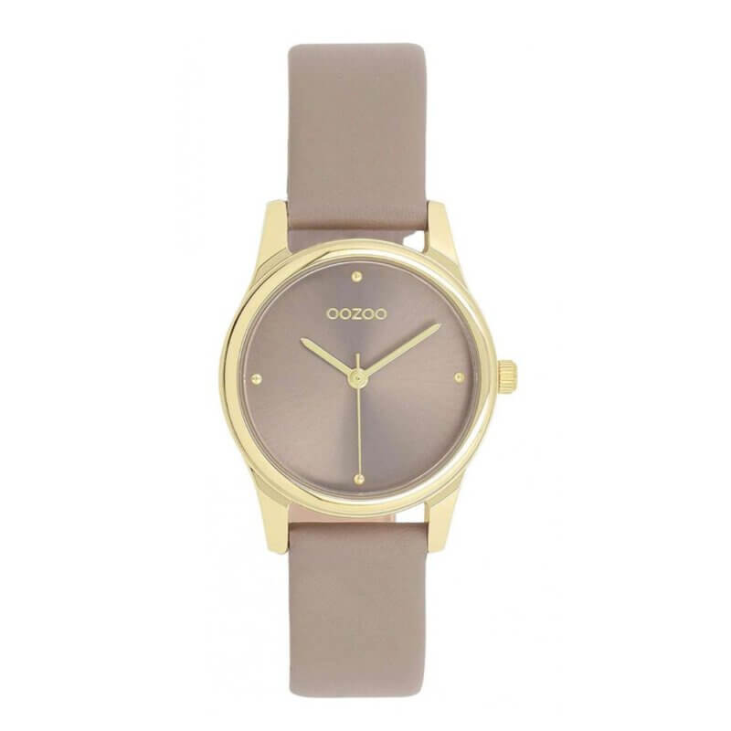 OOZOO Timepieces Beige Leather Strap Γυναικείο Ρολόι Μπέζ C11625