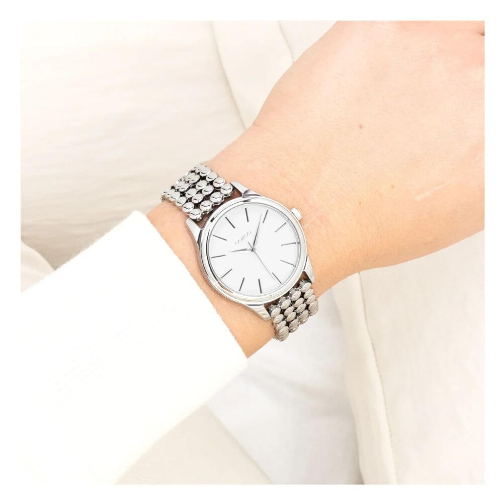 OOZOO Timepieces Silver Stainless Steel Γυναικείο Ρολόι Ασημί C11670
