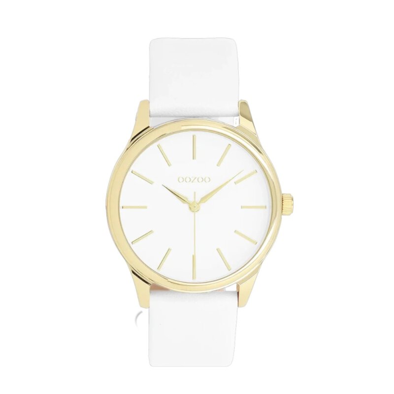 OOZOO Timepieces White Leather Γυναικείο Ρολόι Λευκό C11675