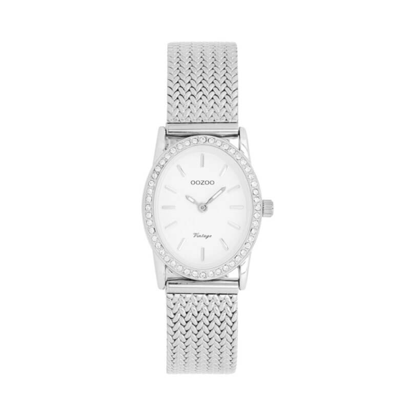 OOZOO Timepieces Vintage Silver Stainless Steel Γυναικείο Ρολόι Ασημί C20430