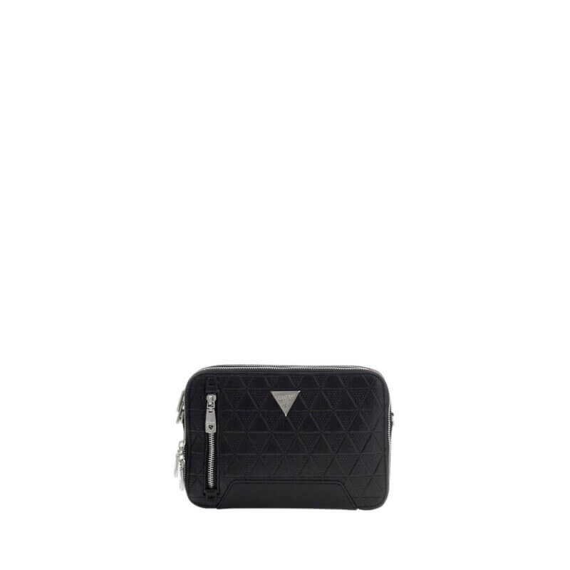 GUESS Torino Camera Bag Double Zip Ανδρικό Τσαντάκι Χειρός/Χιαστί Μαύρο HMTOTEP6139-BLA