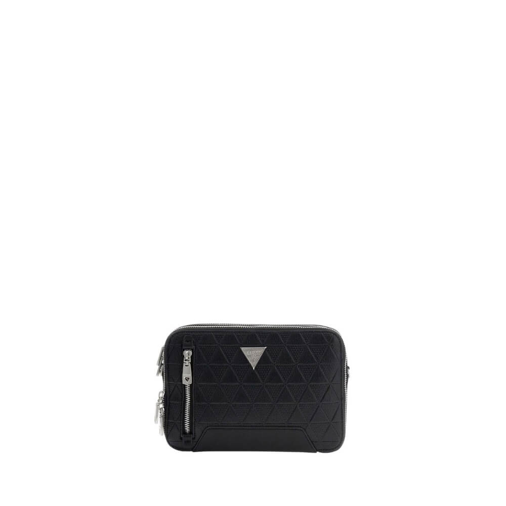 GUESS Torino Camera Bag Double Zip Ανδρικό Τσαντάκι Χειρός/Χιαστί Μαύρο HMTOTEP6139-BLA