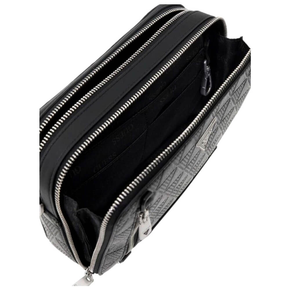 GUESS Torino Camera Bag Double Zip Ανδρικό Τσαντάκι Χειρός/Χιαστί Μαύρο HMTOTEP6139-BLA