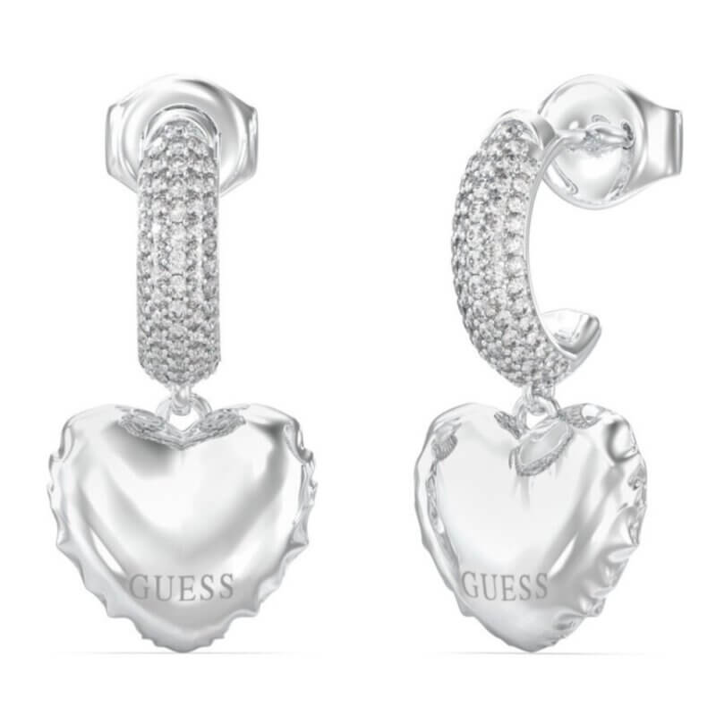 GUESS Steel Iconique Γυναικεία Σκουλαρίκια Ασημί JUBE05544JWRHT/U