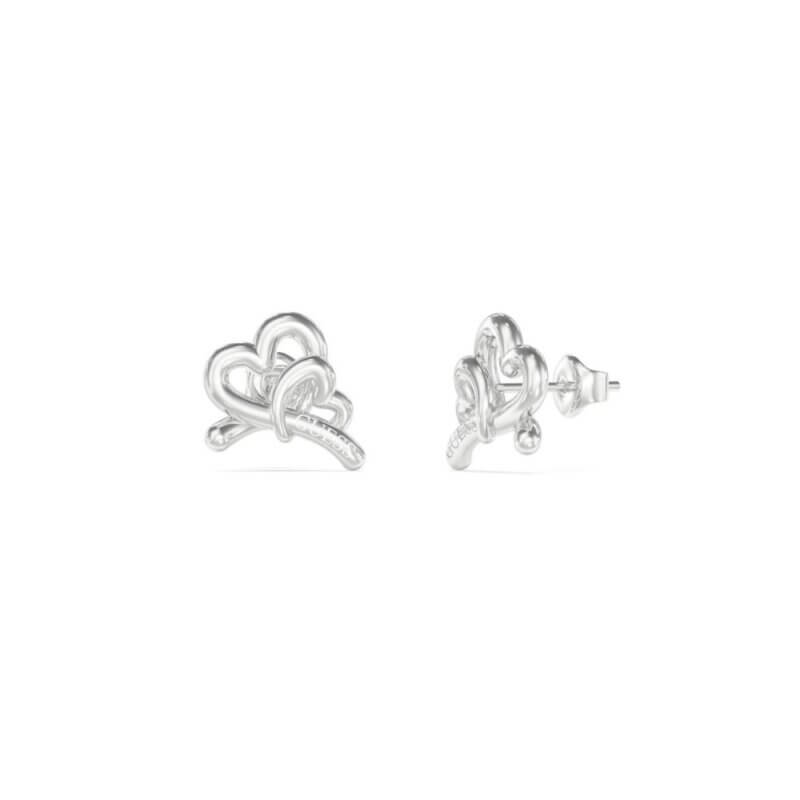GUESS Steel Love Bites Γυναικεία Καρφωτά Σκουλαρίκια Ασημί JUBE06058JWRHT/U