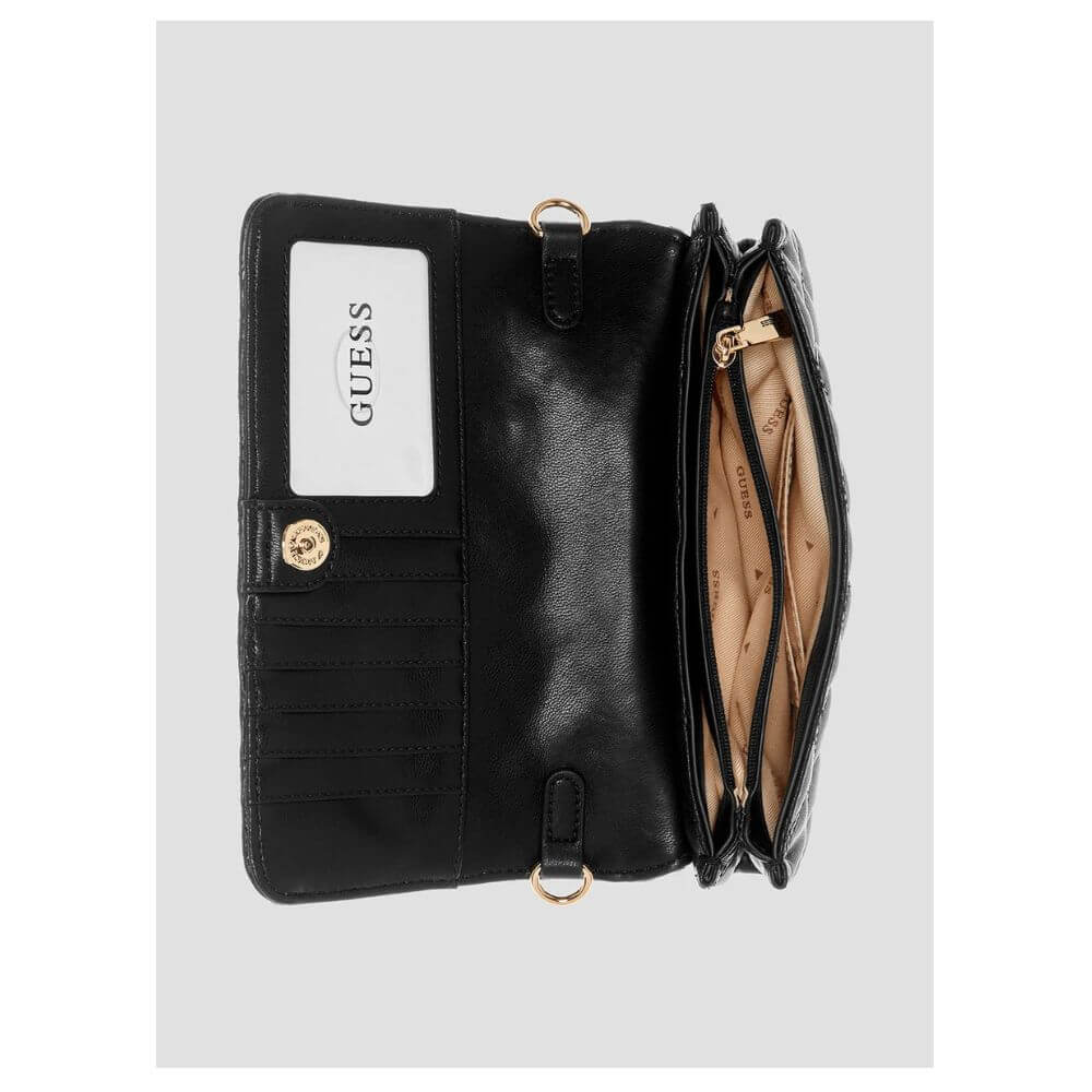 GUESS Noelle Mini Γυναικεία Τσάντα/Πορτοφόλι Μαύρη HWBG9672750-COAL LOGO