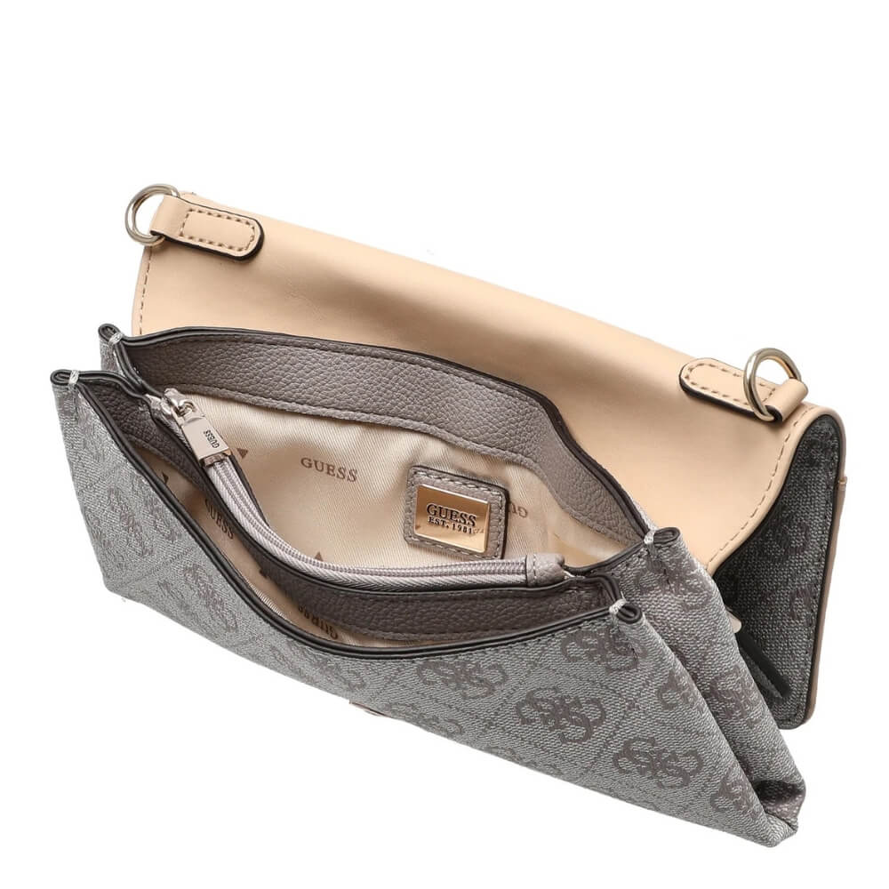 GUESS Noelle Mini Γυναικεία Τσάντα/Πορτοφόλι Γκρί HWBG9672750-DARK TAUPE LOGO