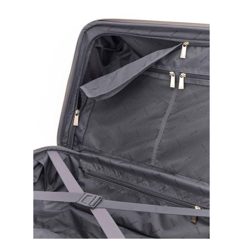 GUESS Berta Travel Γυναικεία Βαλίτσα Ταξιδίου Γκρί HWOB86889820-DARK TAUPE LOGO
