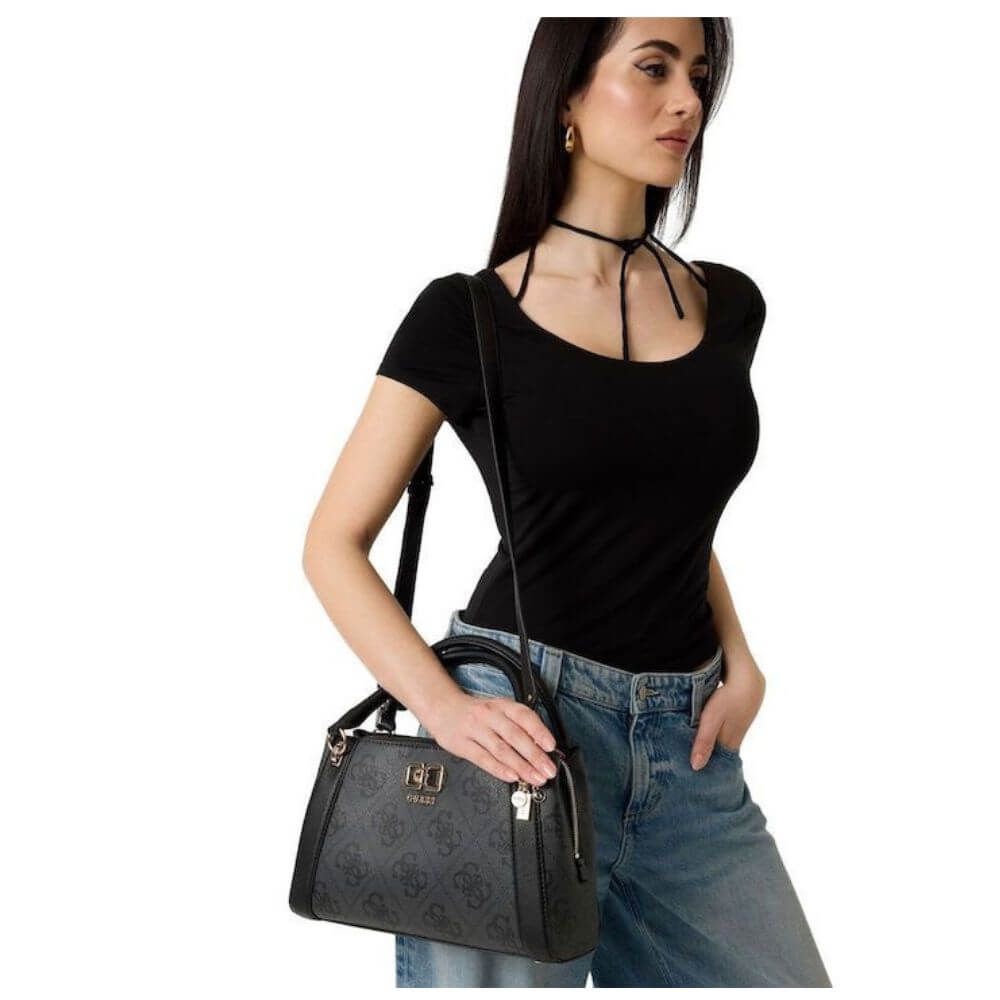GUESS Karnilla Logo Γυναικεία Τσάντα Χειρός/Χιαστί Γκρί HWOS9901060-COAL LOGO